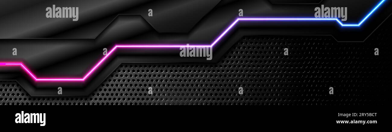 Futuristic perforated technology abstract background with blue purple ...