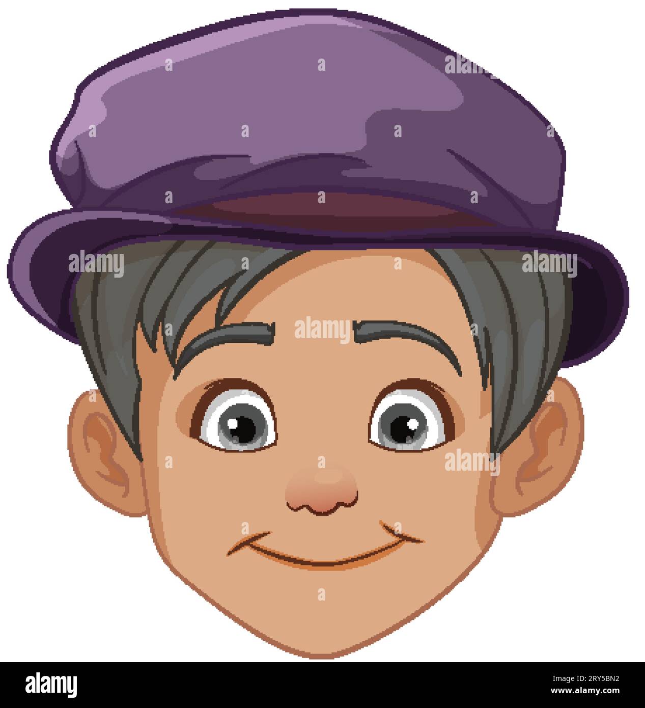 A cheerful cartoon illustration of a Caucasian boy wearing a hat Stock ...