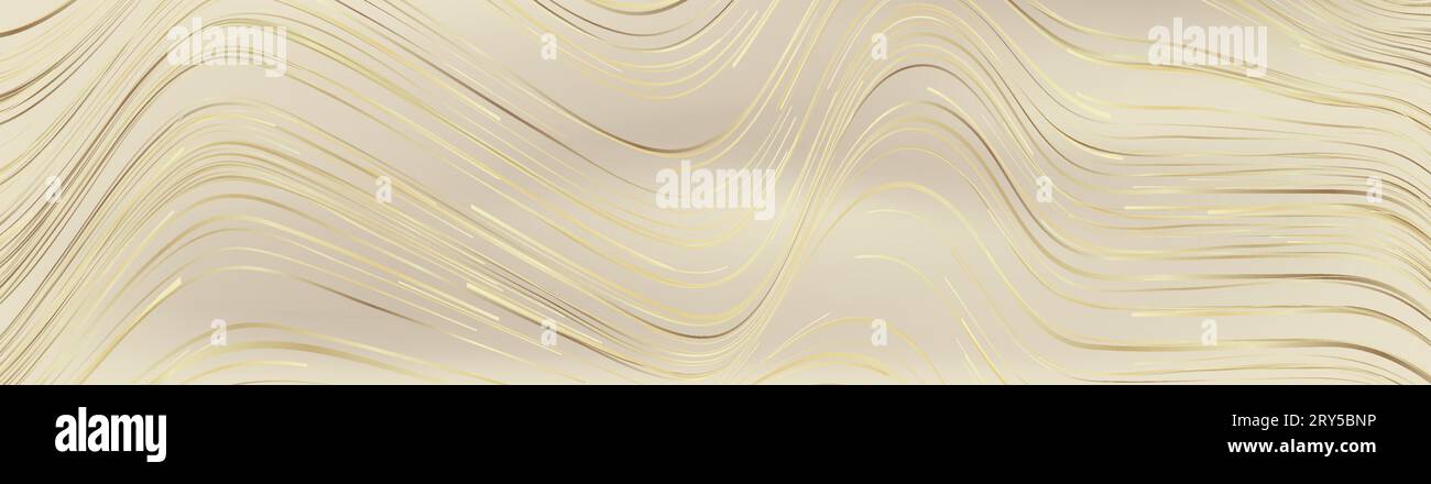 Golden deluxe curved waves abstract pattern design. Vector geometric background Stock Vector