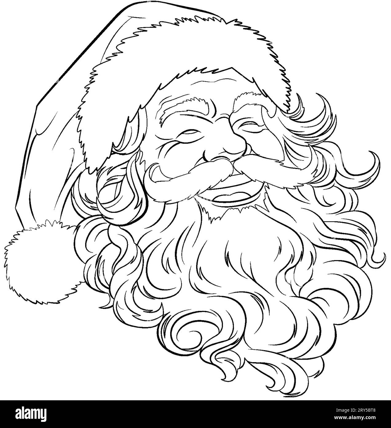 A delightful outline illustration of Santa Claus's face Stock Vector ...