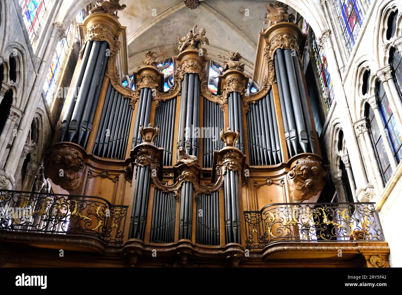 The Grand Organ in Saint Severin church in Paris France Stock Photo