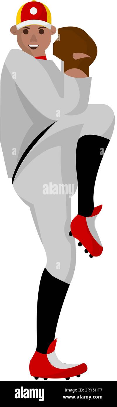 Baseball player during game, man playing on field Stock Vector