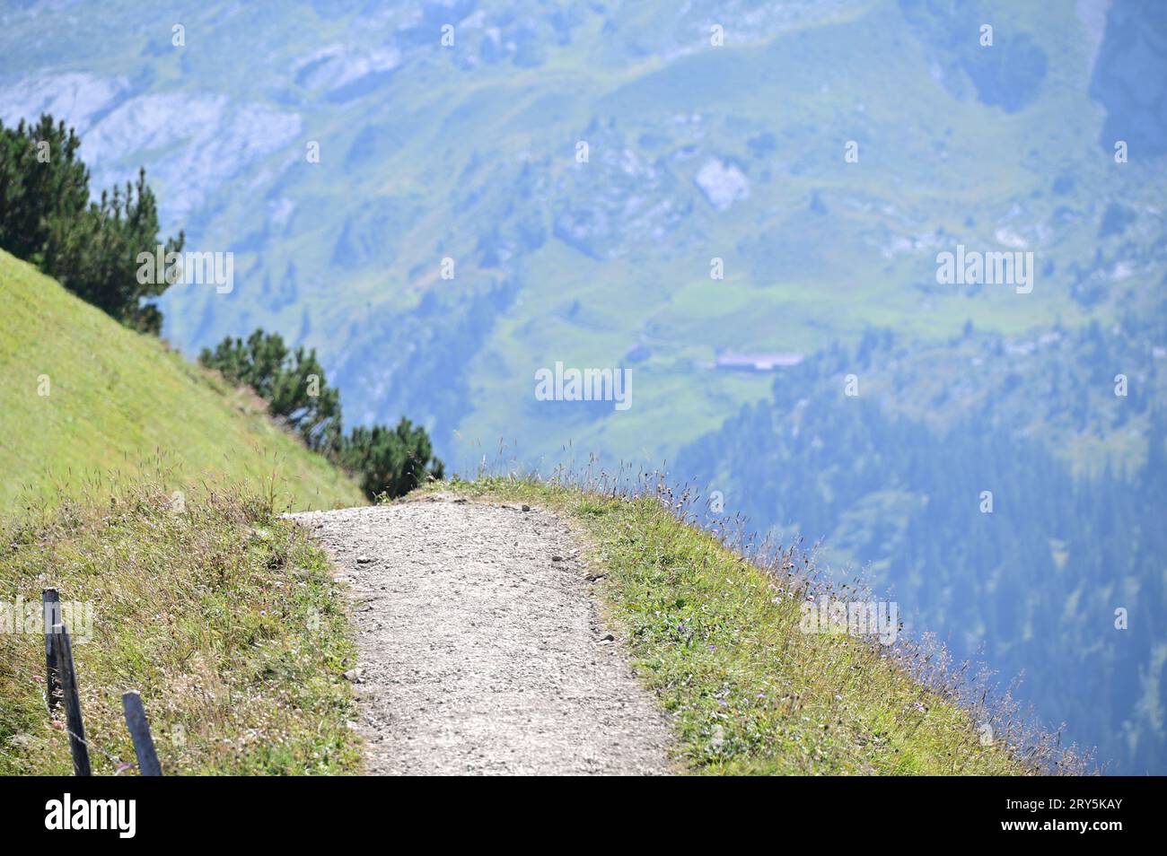 A peaceful and beautiful trail in the mountains Stock Photo