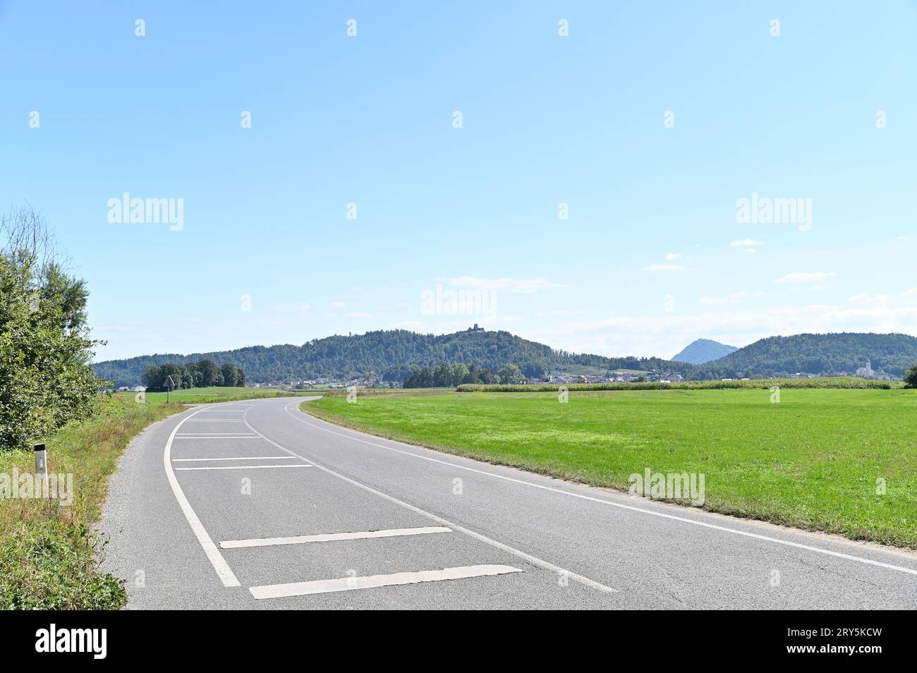 The peaceful and quiet road of the countryside on a sunny day Stock Photo