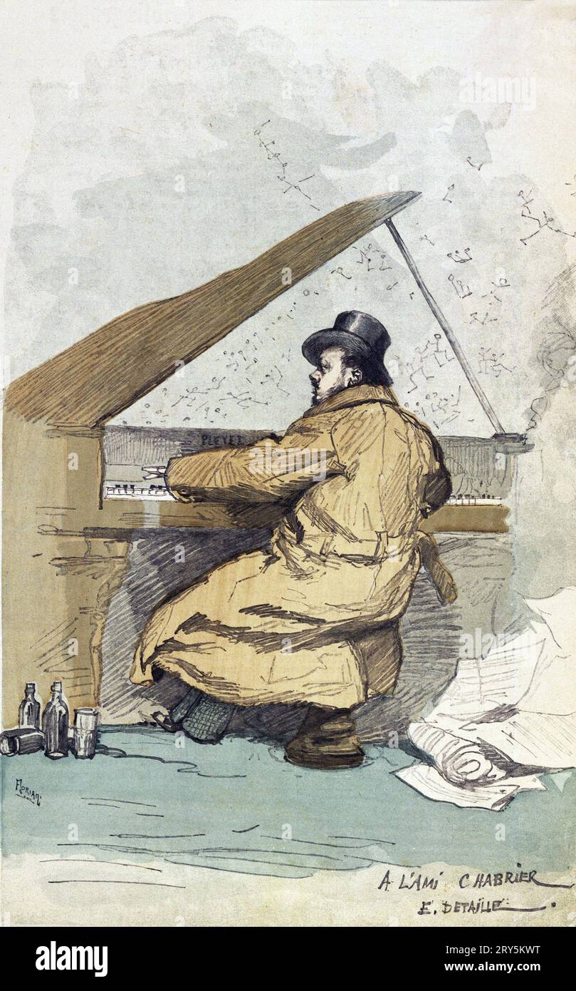 Alexis Emmanuel Chabrier (1841-1894) at the piano - 1887 by Edouard Detaille Stock Photo