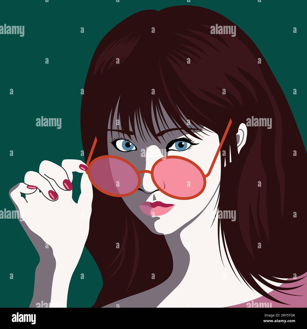 Modern girl illustration design free download Stock Vector