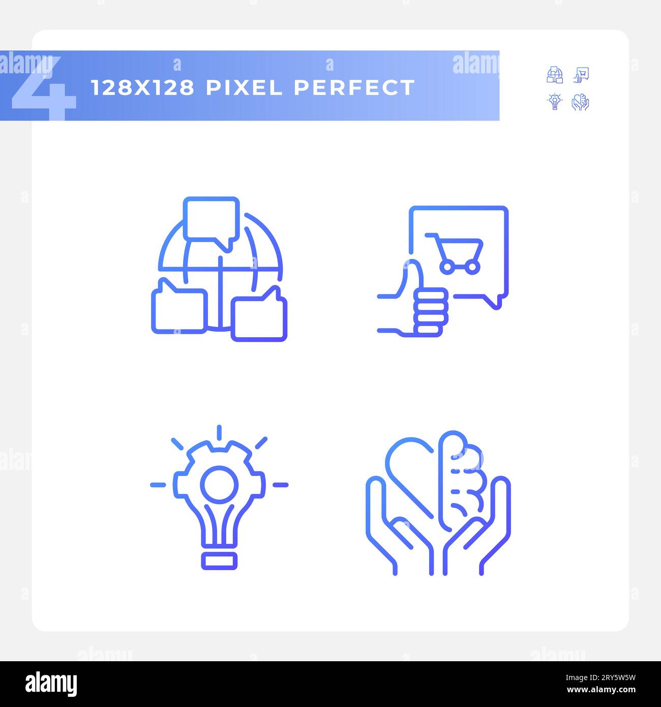 Pixel perfect gradient soft skills icons set Stock Vector