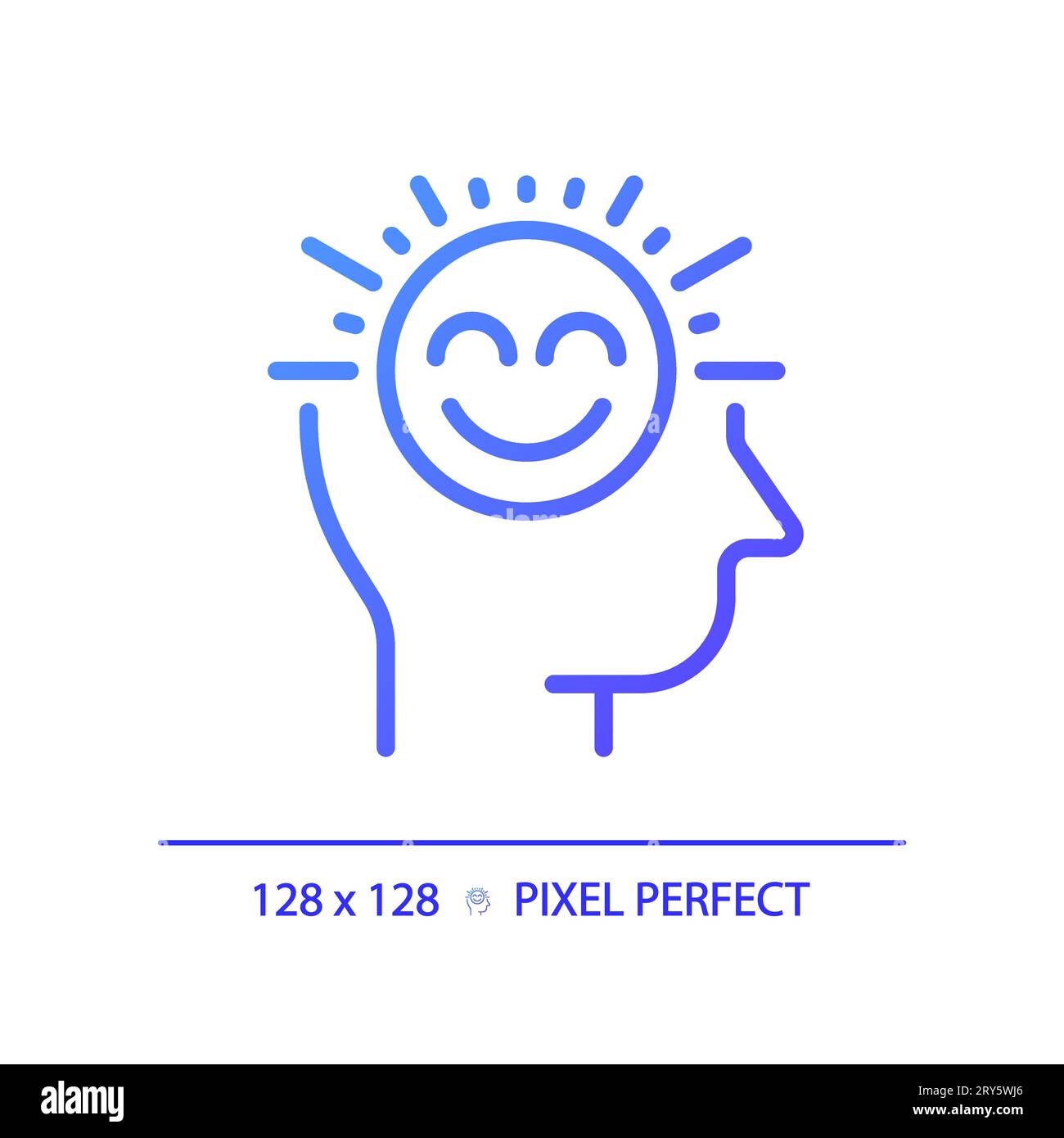 2D thin linear gradient positive thinking icon Stock Vector