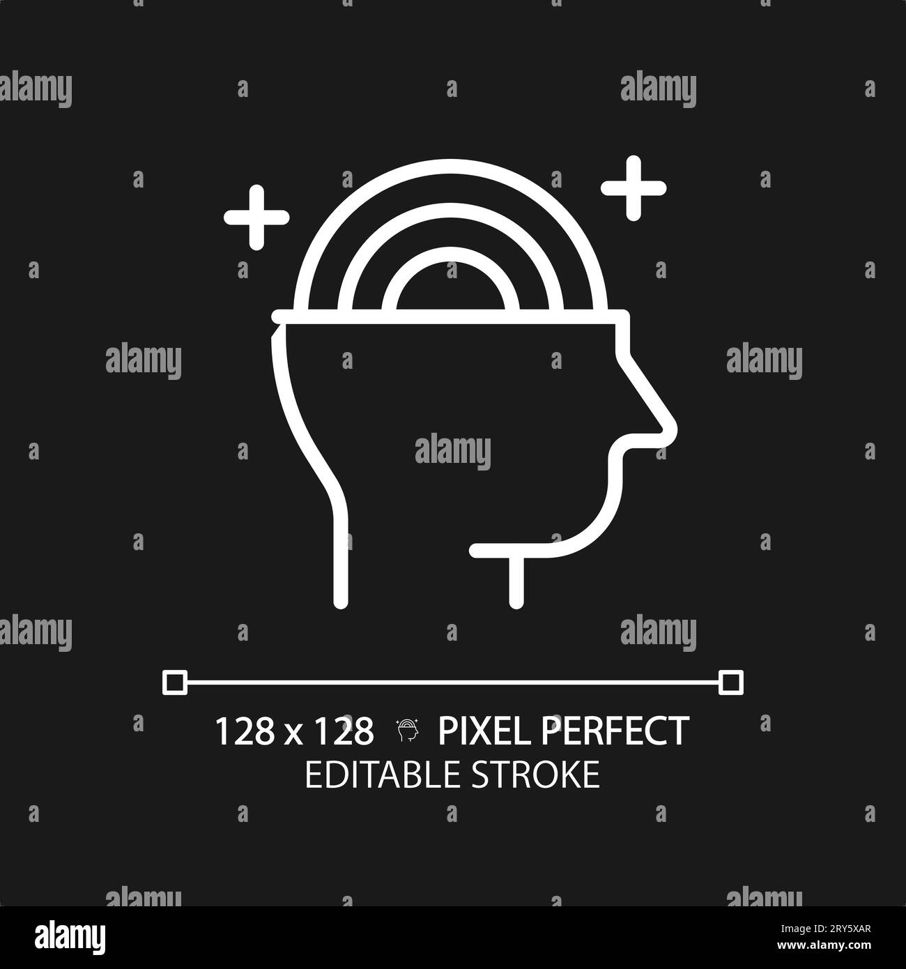 2D customizable thin linear white psychology icon Stock Vector