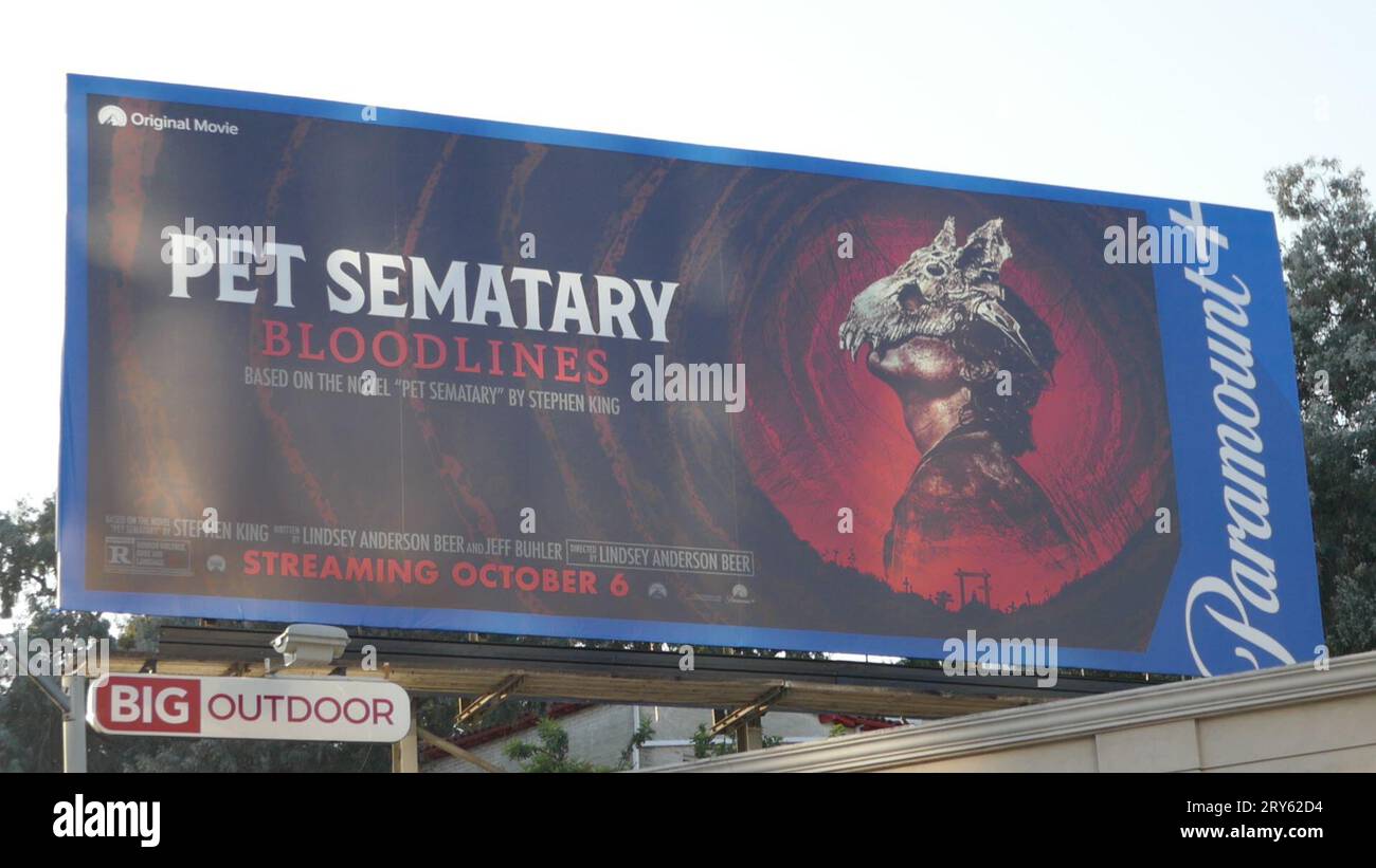 Los Angeles, California, USA 28th September 2023 Pet Seminary Bloodlines Billboard on Sunset Blvd on September 28, 2023 in Los Angeles, California, USA. Photo by Barry King/Alamy Stock Photo Stock Photo