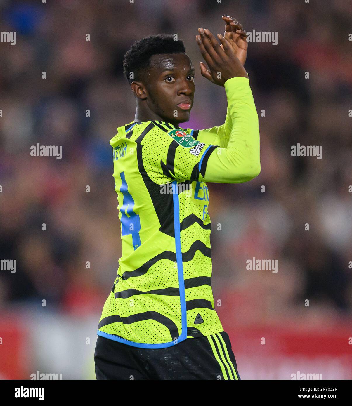 27 Sep 2023 - Brentford v Arsenal - EFL Cup - Gtech Community Stadium  Arsenal's Eddie Nketiah during the match against Brentford.   Picture : Mark Pain / Alamy Live News Stock Photo