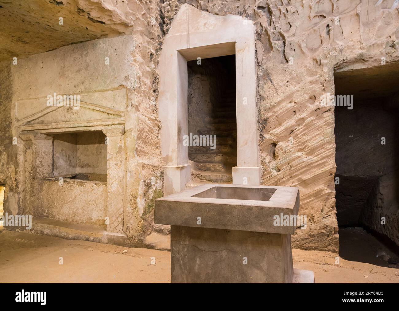 Kom el Shogafa necropolis, the so-called Caracalla tomb. Stock Photo