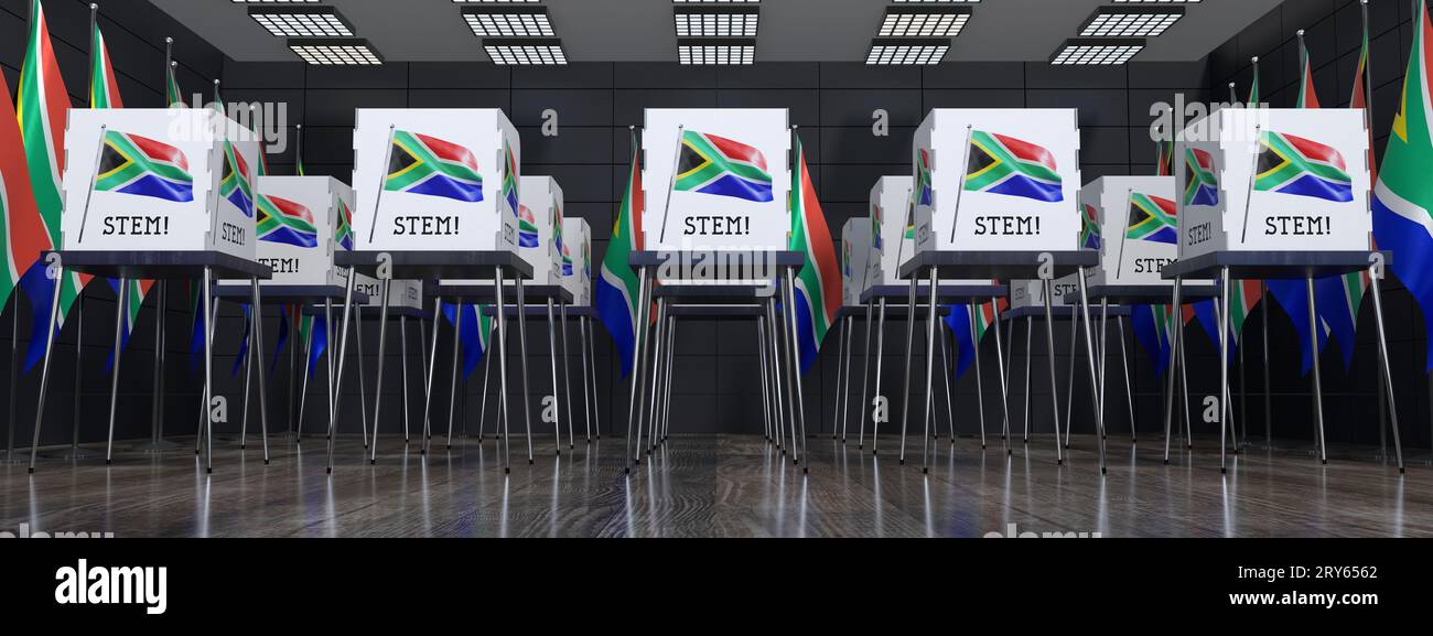 South Africa polling station with many voting booths election