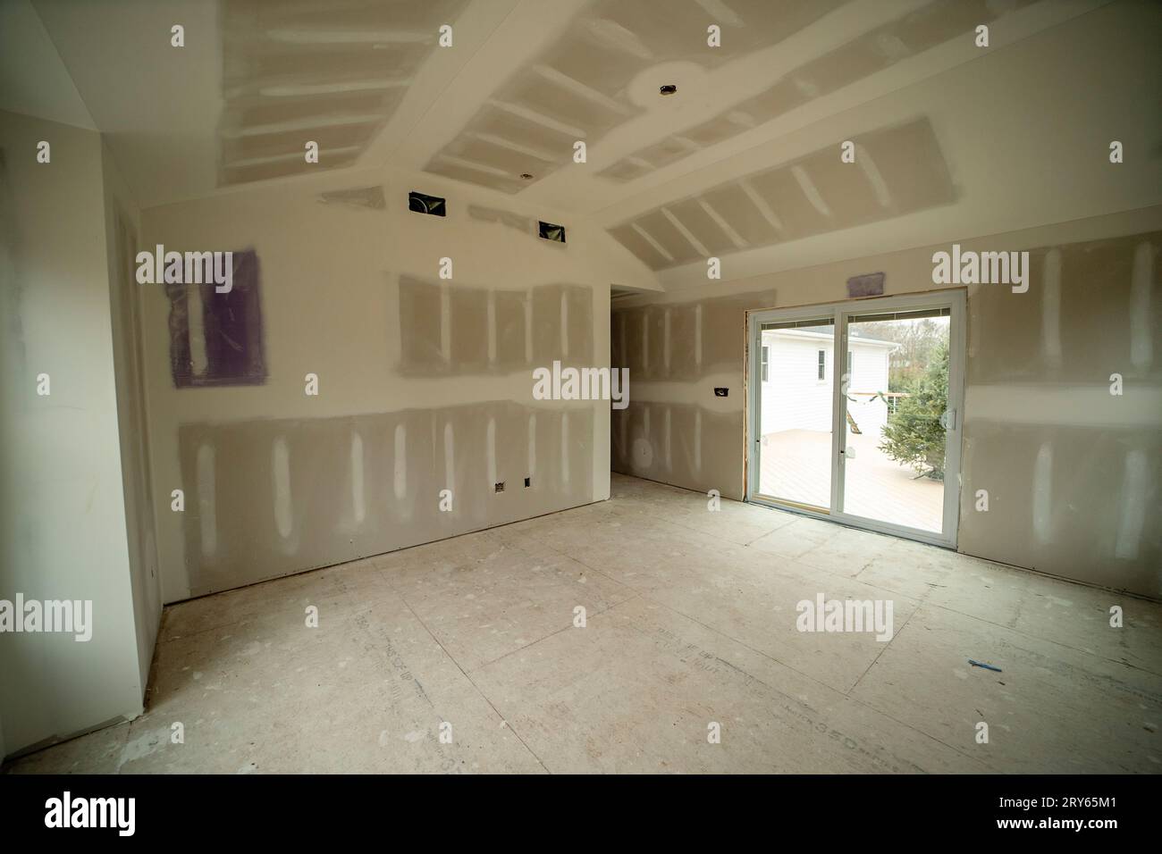 New living room interior tape, texture, drywall, and plywood Stock