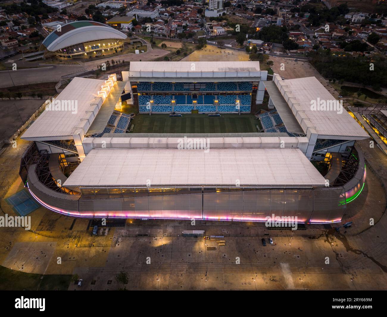 Beautiful aerial view to soccer stadium Arena Pantanal building Stock
