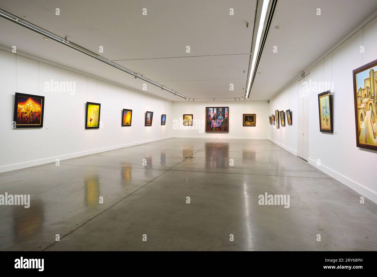 An interior view of one of the many painting gallery rooms, displays