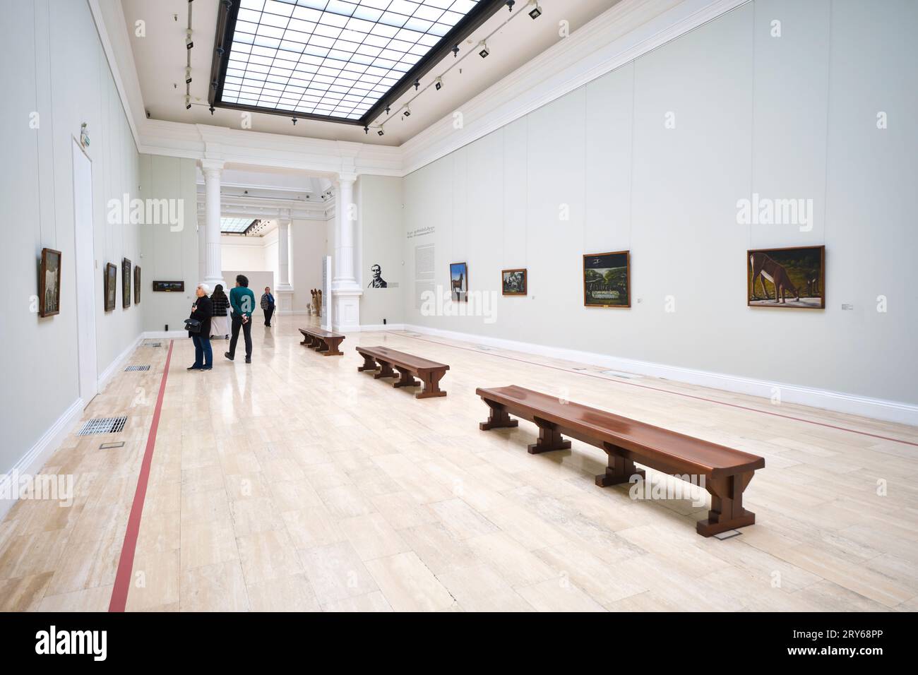 An interior view of one of the many painting gallery rooms, displays