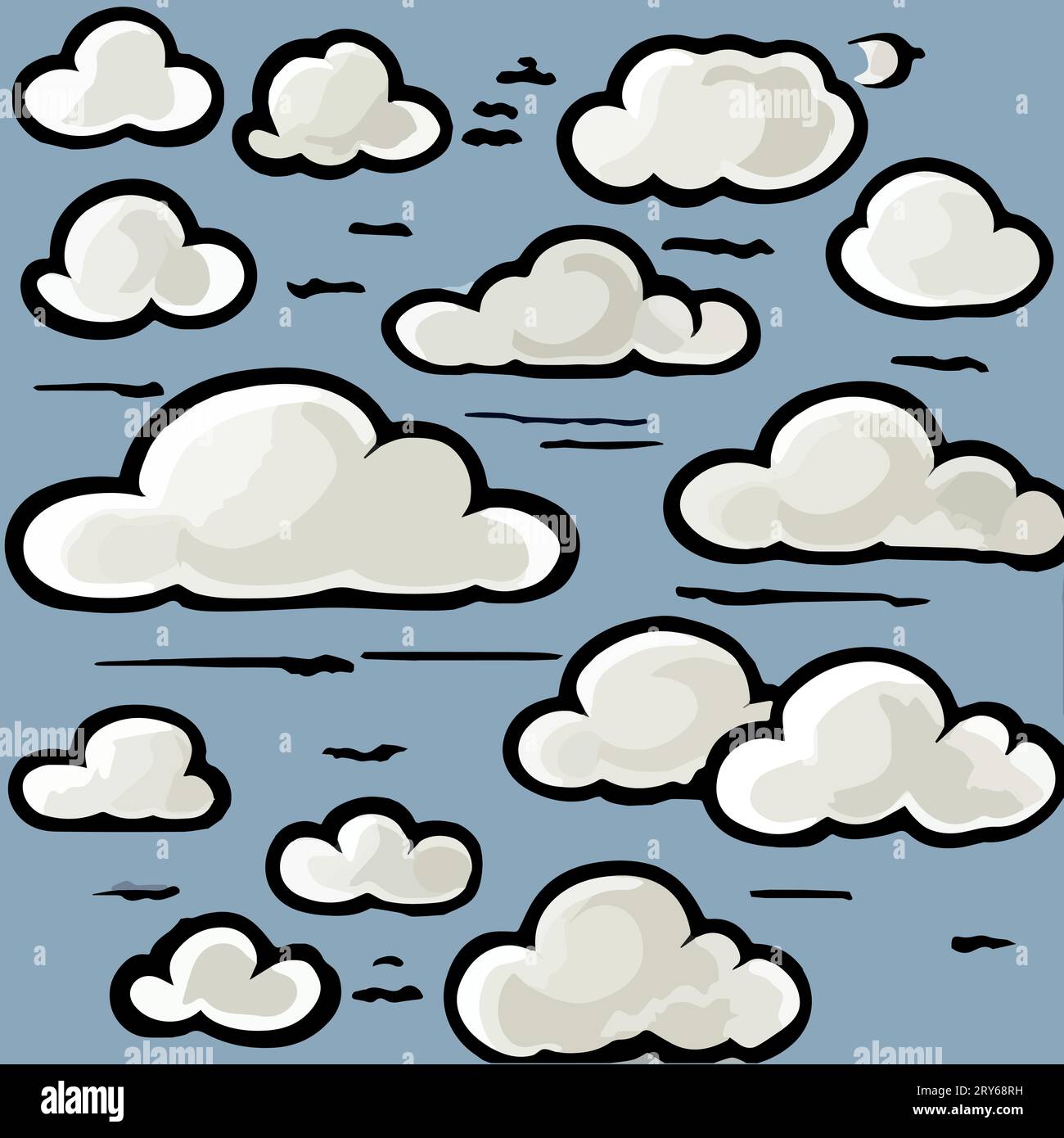 Cloud. Abstract white cloudy set isolated on blue background. Vector ...