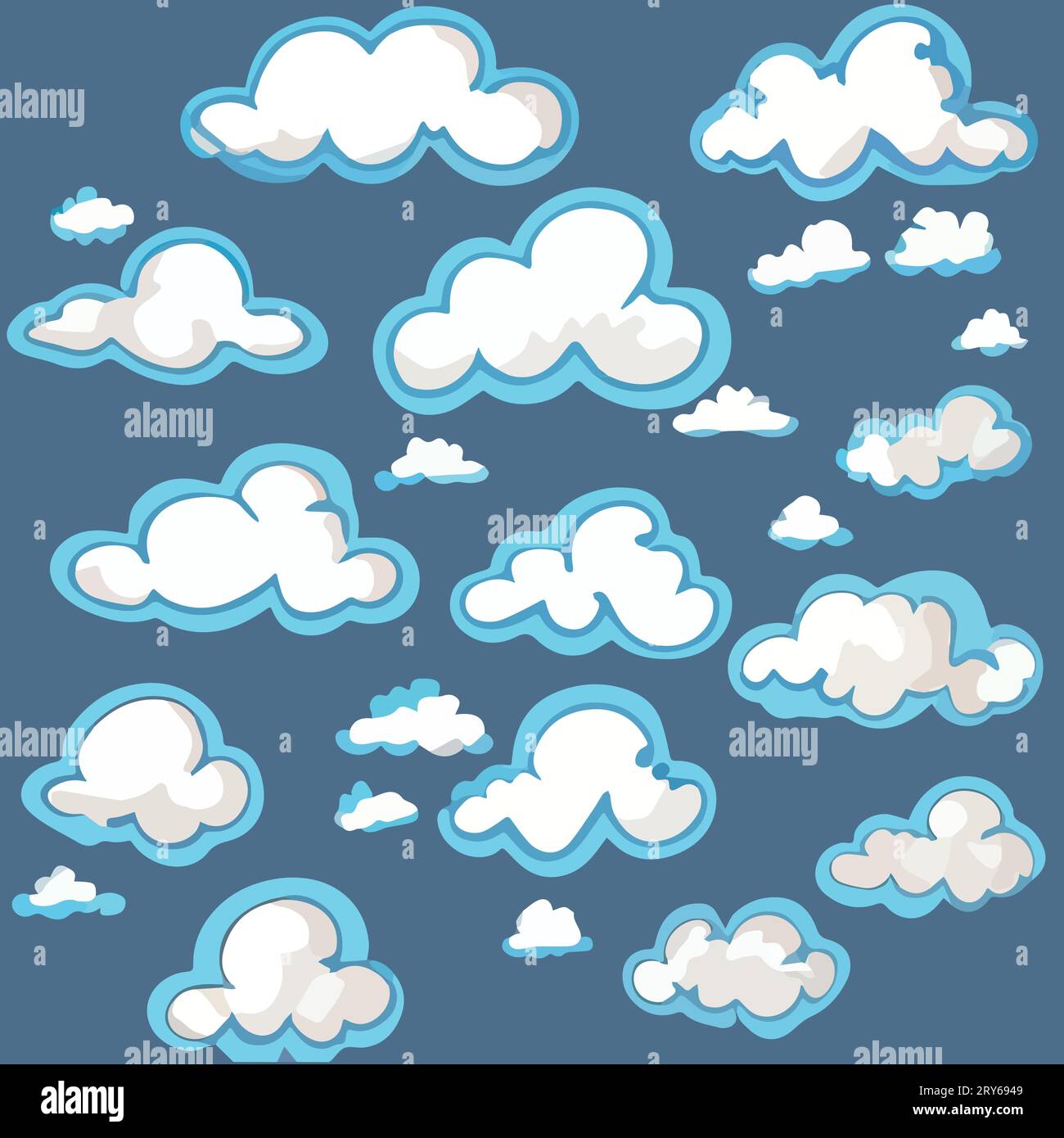 Cloud. Abstract white cloudy set isolated on blue background. Vector ...