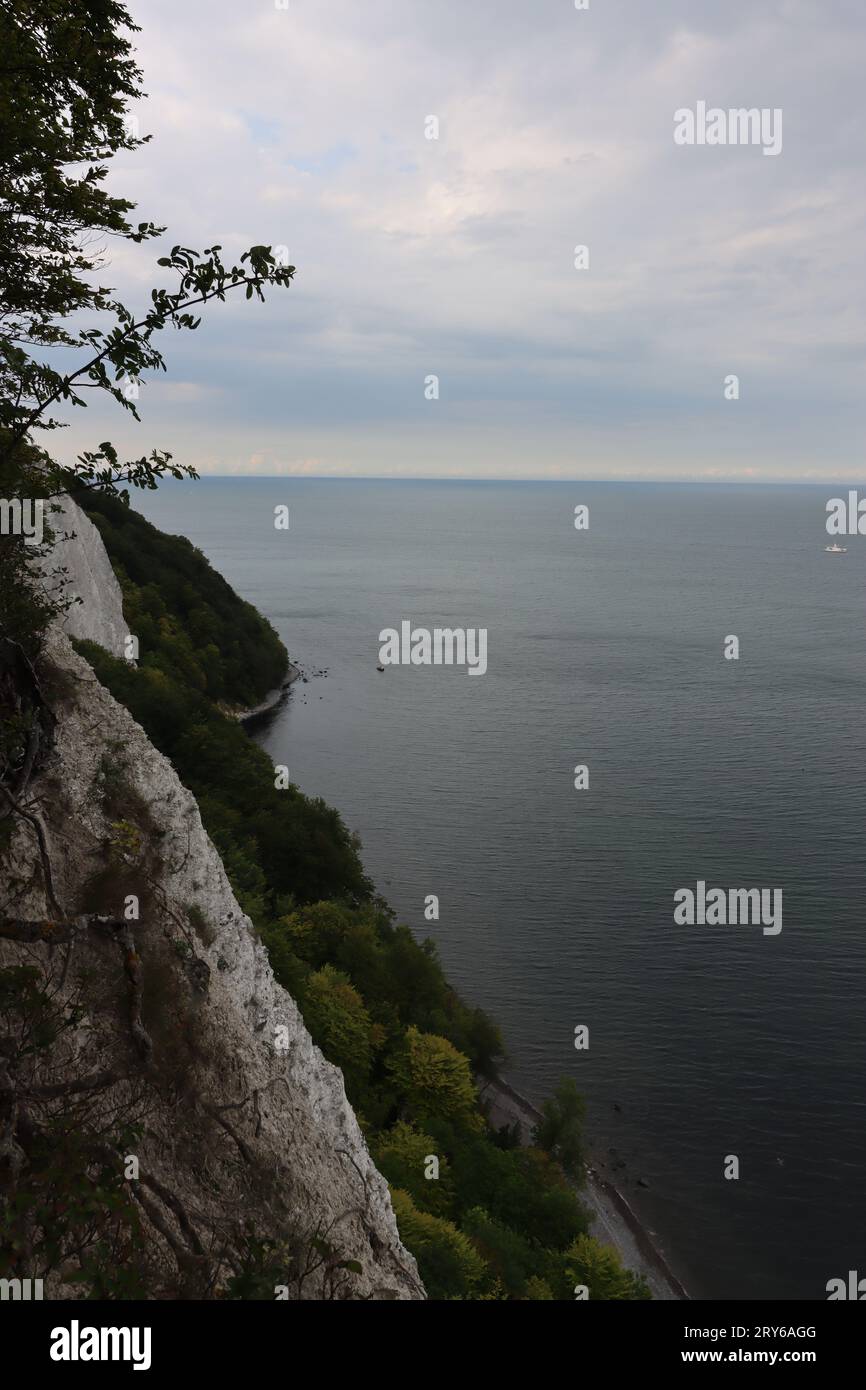 View of the Skywalk 'Kaiserstuhl' above the white chalk cliffs in the Jasmund National Park on the Baltic Sea island of Rügen Stock Photo