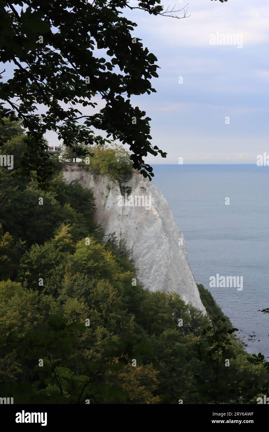 View of the Skywalk 'Kaiserstuhl' above the white chalk cliffs in the Jasmund National Park on the Baltic Sea island of Rügen Stock Photo