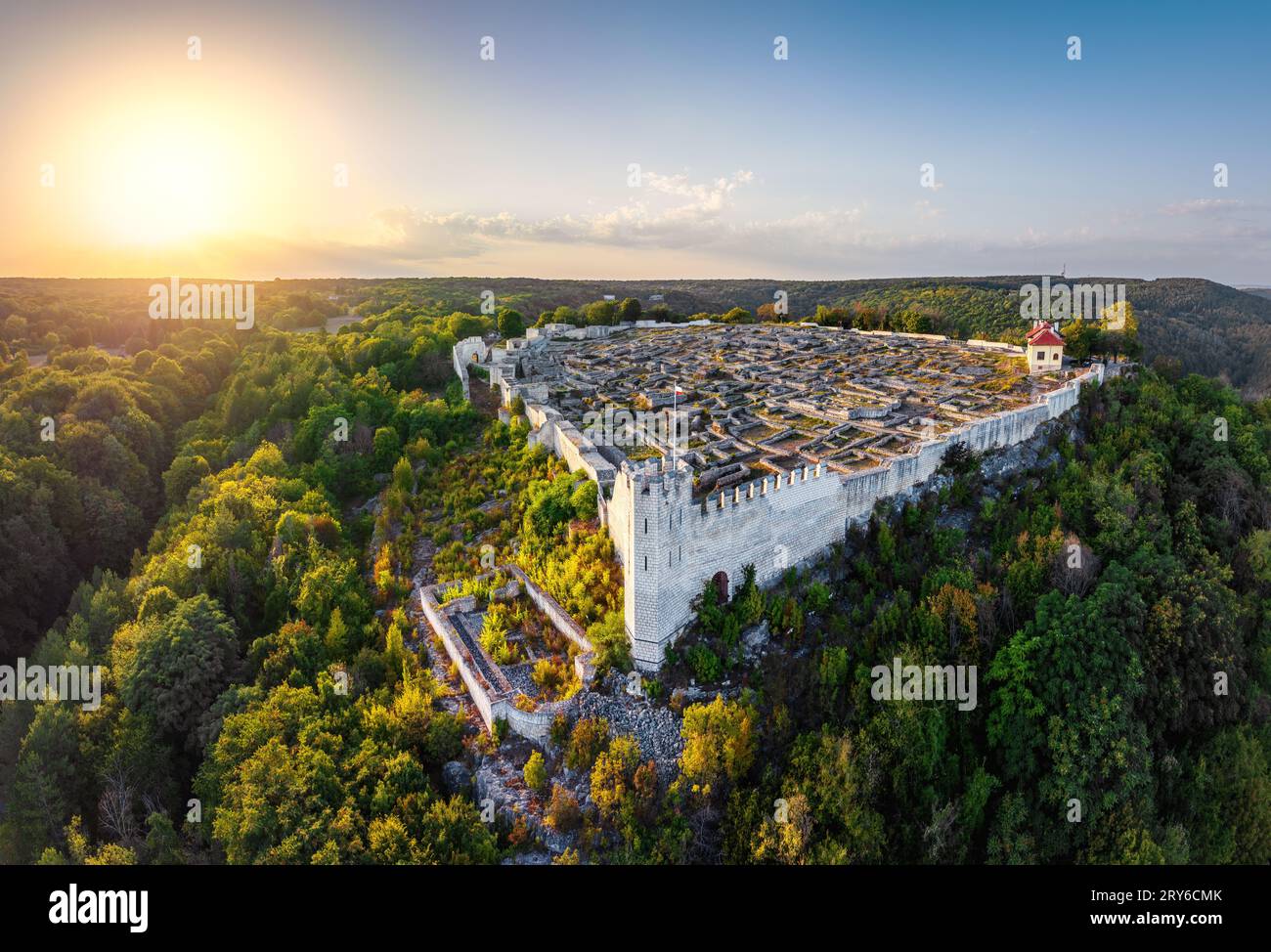 Shumen fortress Archaeological ancient fort of old Town Shoumen, Bulgaria, panorama landscape bulgarian landmark Stock Photo