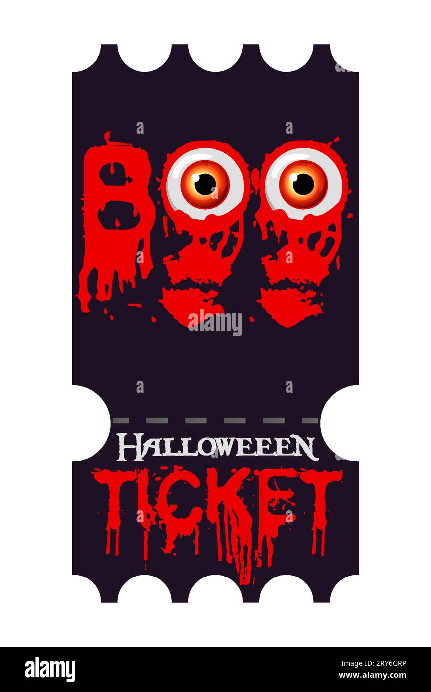 Halloween party ticket template with eyes and blood.