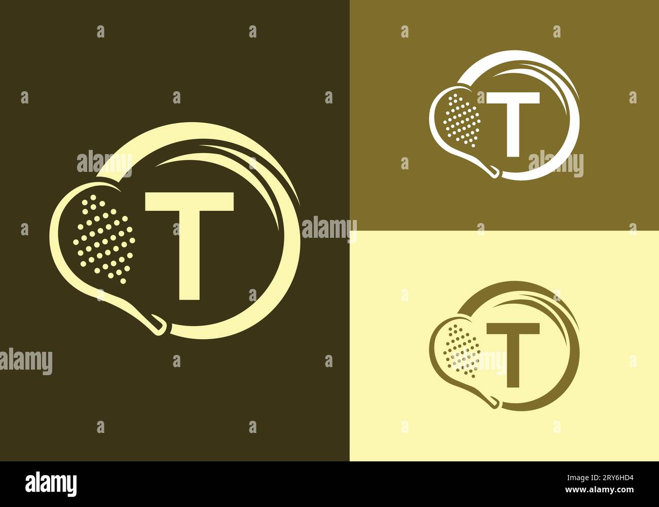 Letter T With Padel Racket Logo Design Vector Template. Beach Table ...