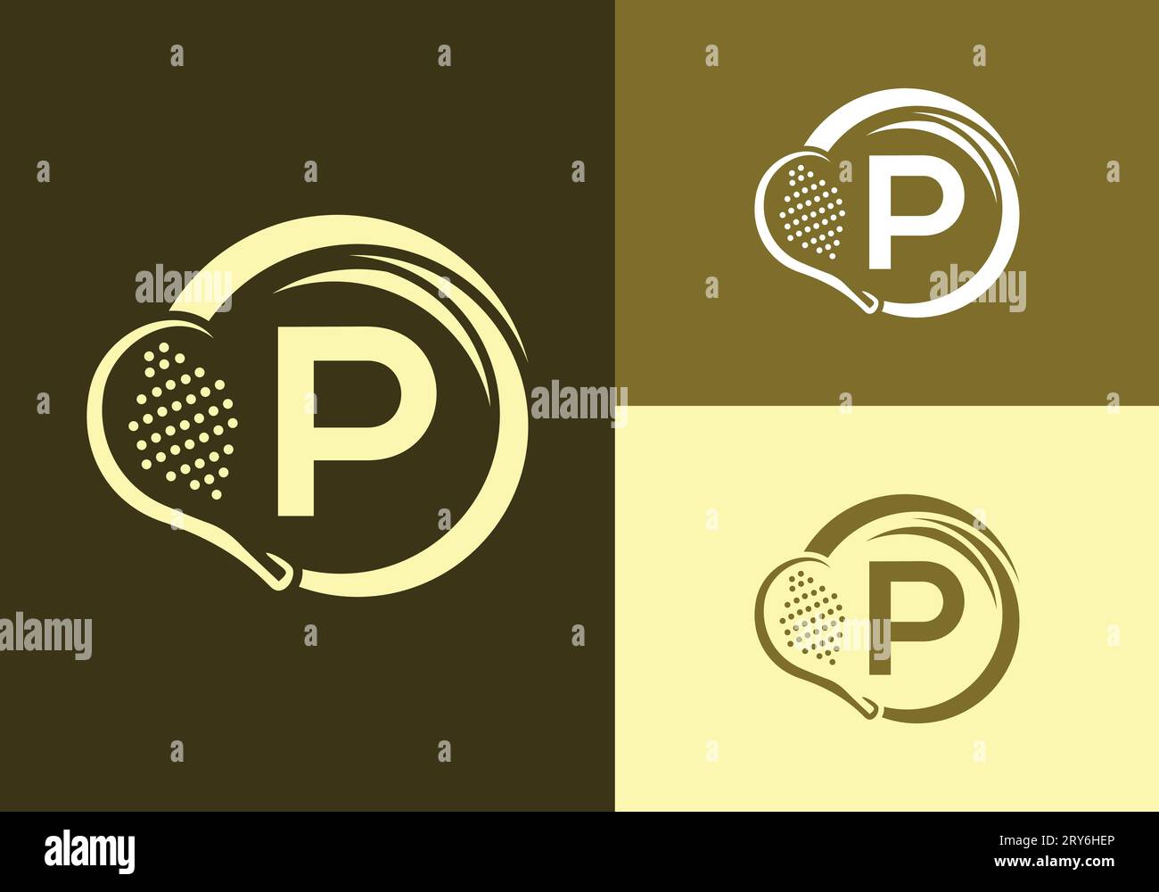 Letter P With Padel Racket Logo Design Vector Template. Beach Table ...
