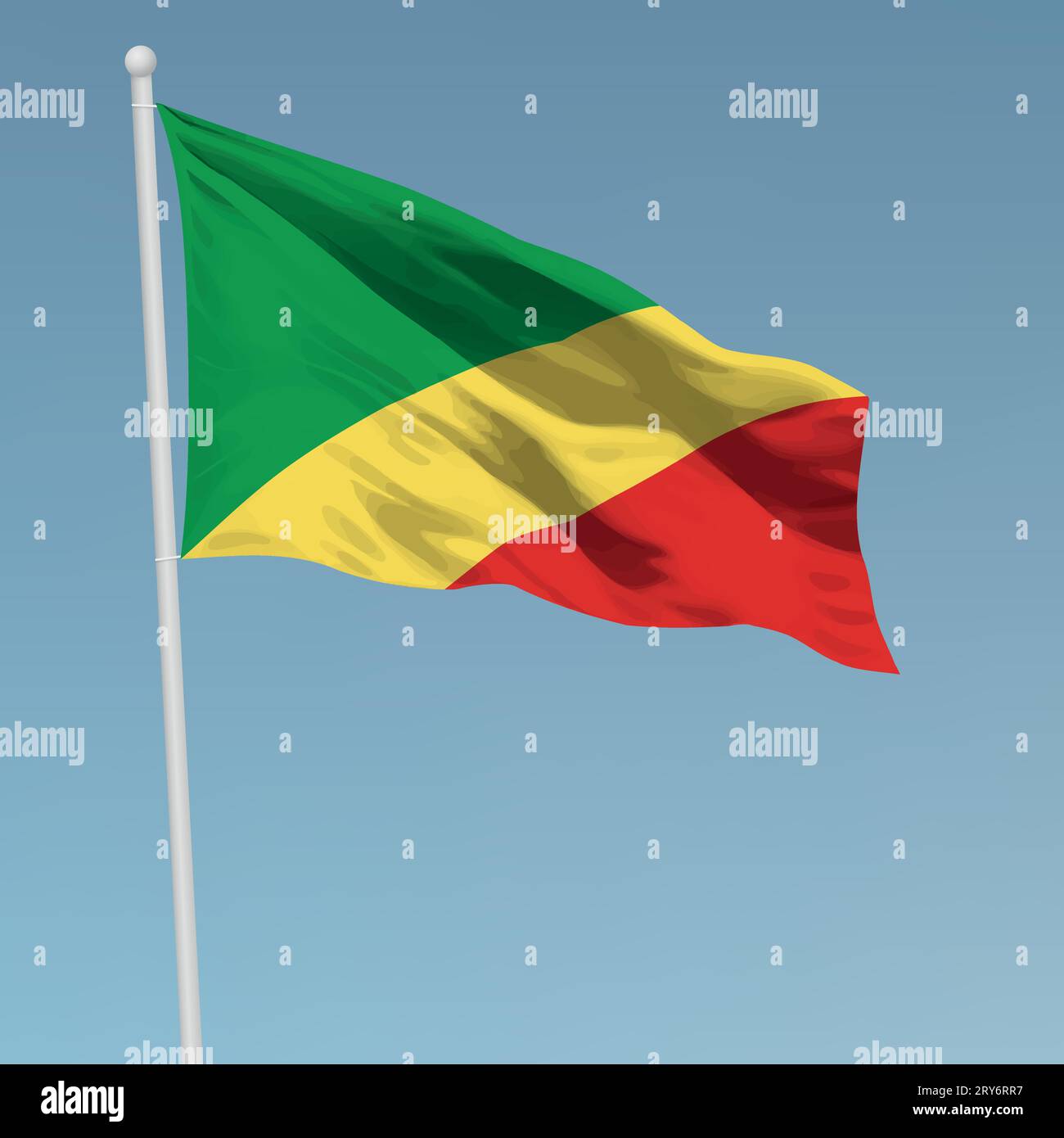 Waving flag of Congo on flagpole. Template for independence day poster ...