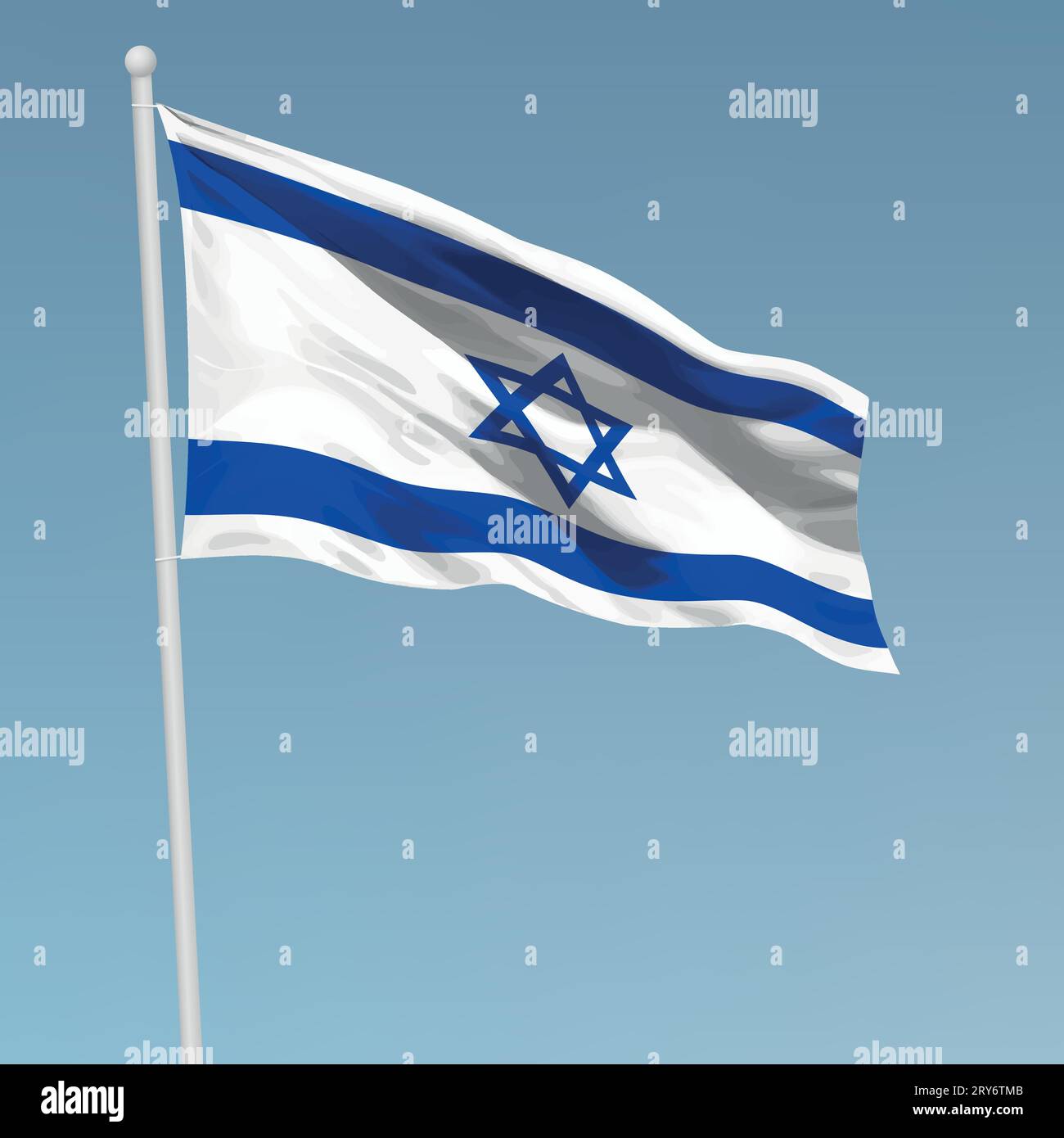 Waving flag of Israel on flagpole. Template for independence day poster  design Stock Vector Image & Art - Alamy