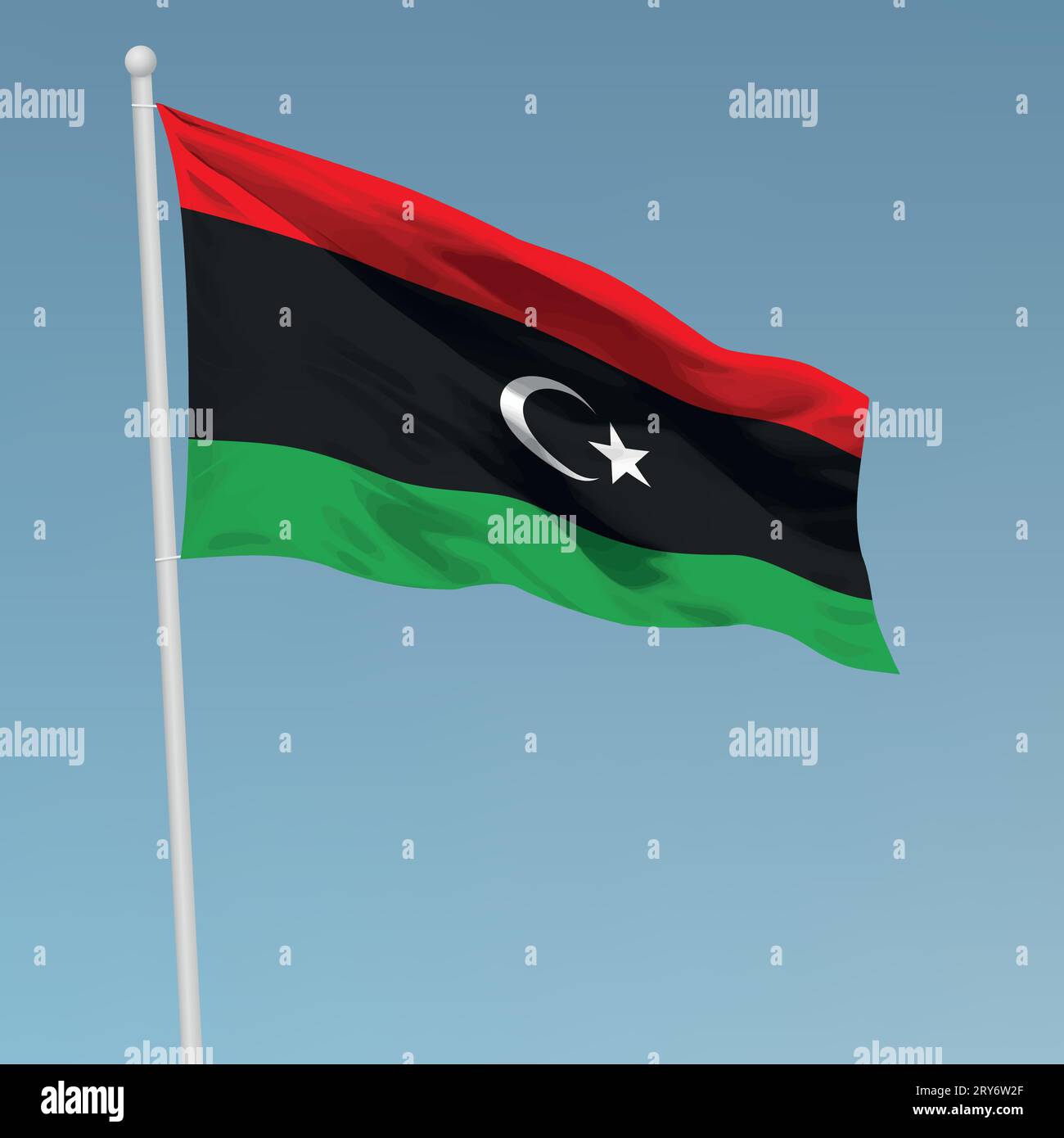 Libya flag waving wind blue Stock Vector Images - Alamy