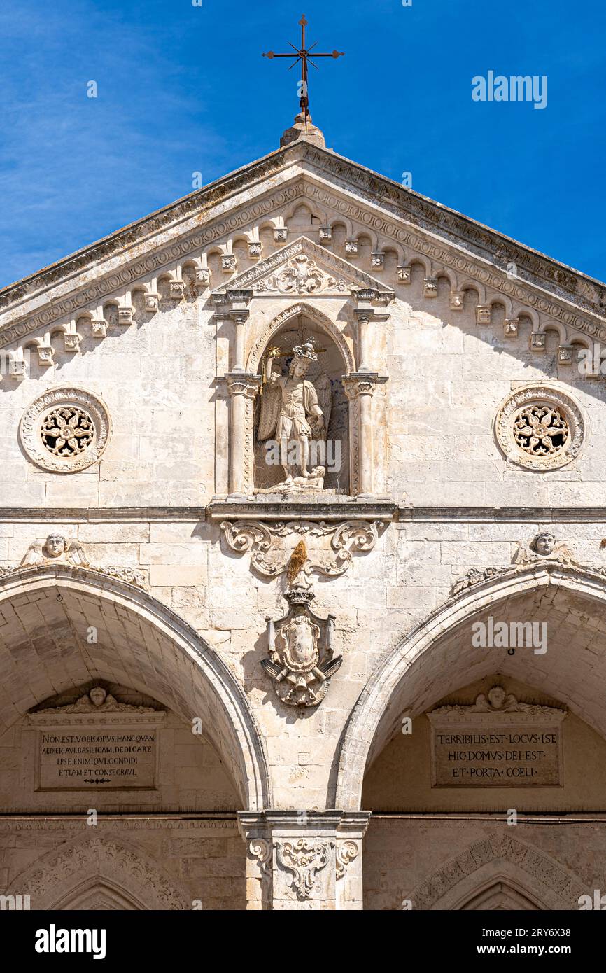 The Sanctuary of Saint Michael the Archangel. Monte Sant'Angelo, Foggia, Apulia, Italy, Europe. Stock Photo