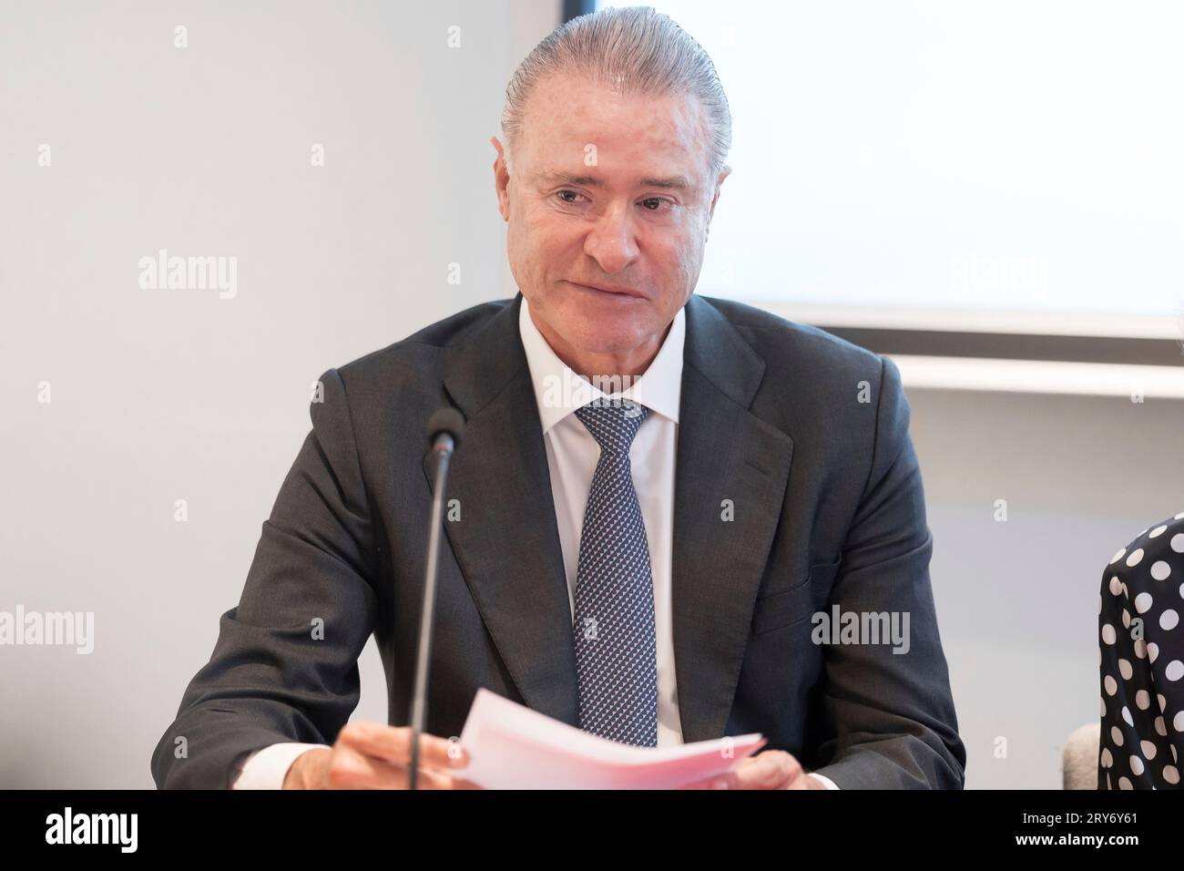 Mexico's Ambassador to Spain, Quirino Ordaz, during the celebration of the  fifth anniversary of the Casa de Mexico Foundation, on September 29, 2023,  in Madrid (Spain). The Fundación Casa de México in, image size:1300x956