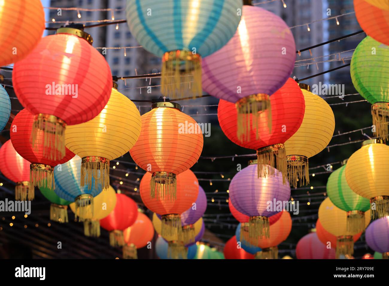 traditional paper lantern in mid autumn festival market at Hong Kong ...