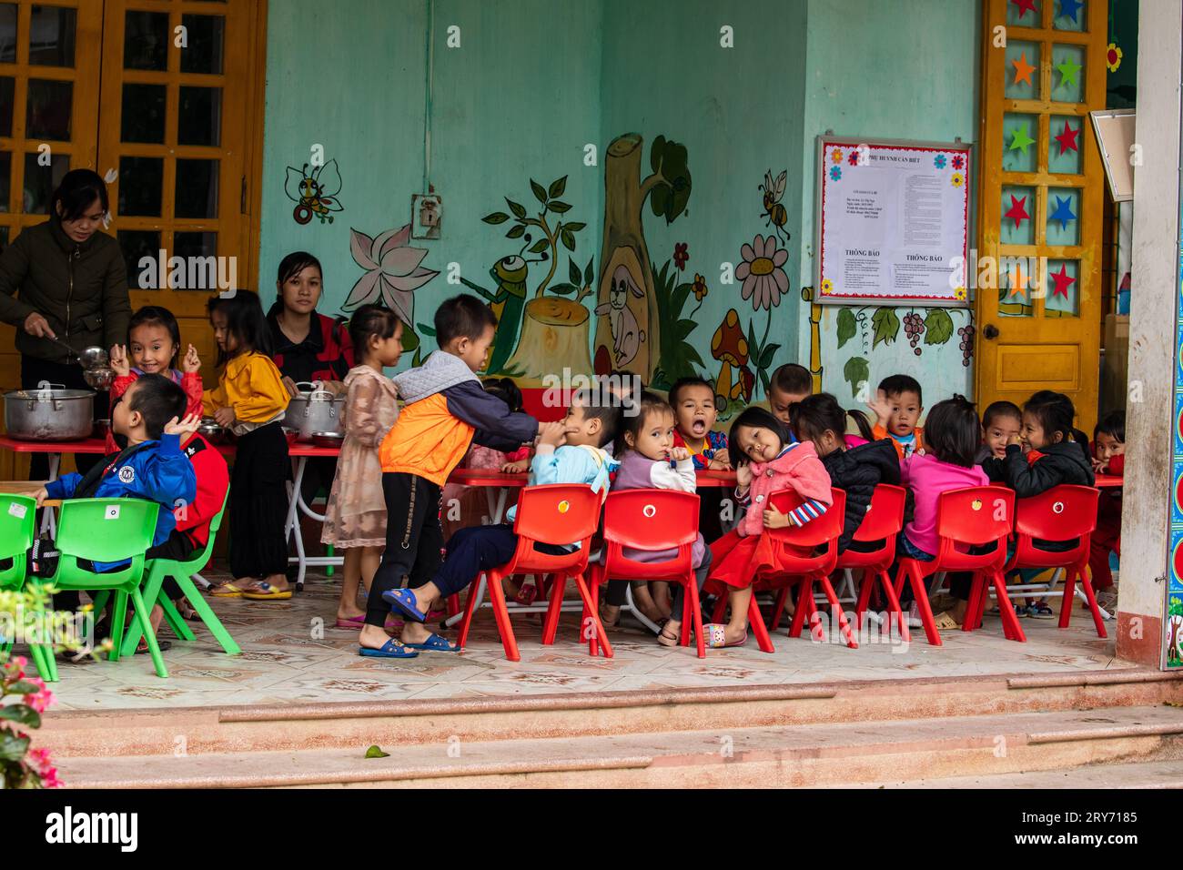Kids in the Kindergarten at Sapa in Vietnam Stock Photo