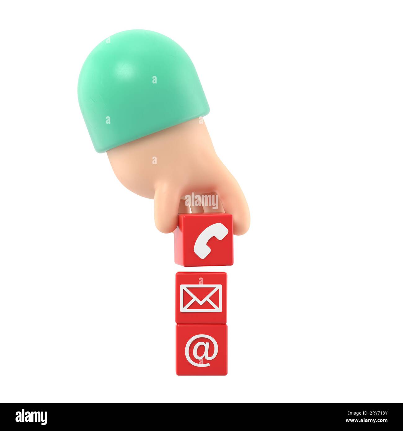 Cartoon Gesture Icon Mockup. 3d hand stacking three contact symbols,3D ...
