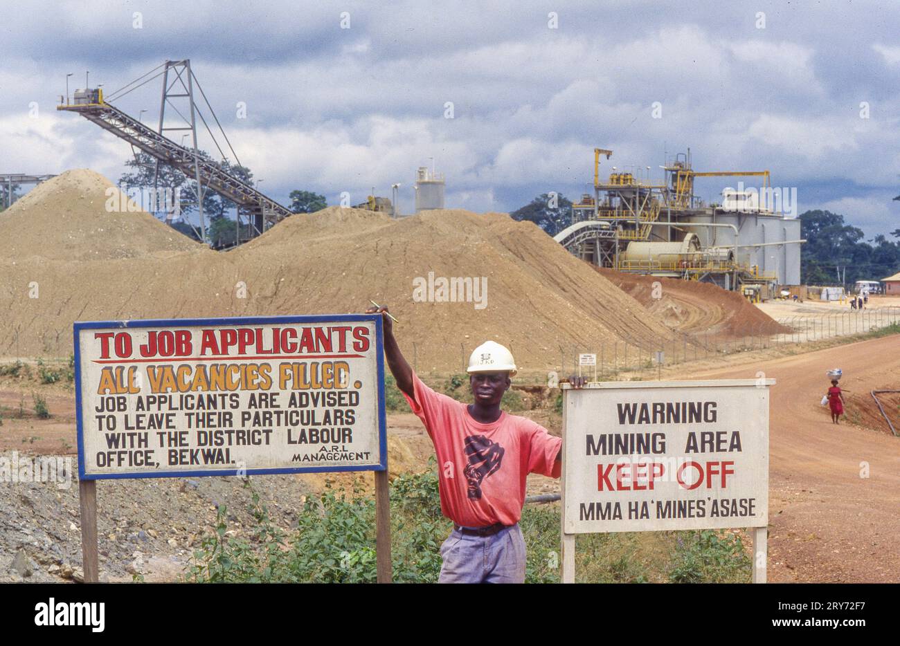 Ghana, Tarkwa entrance of the open pit area of the mining company