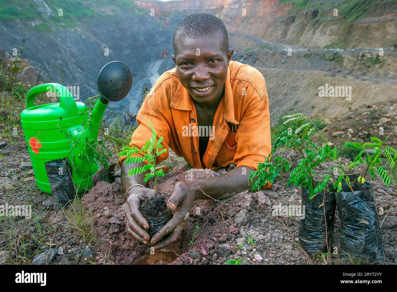 Ghana, Takoradi. Mining company Ghana Manganese Company destroys a lott