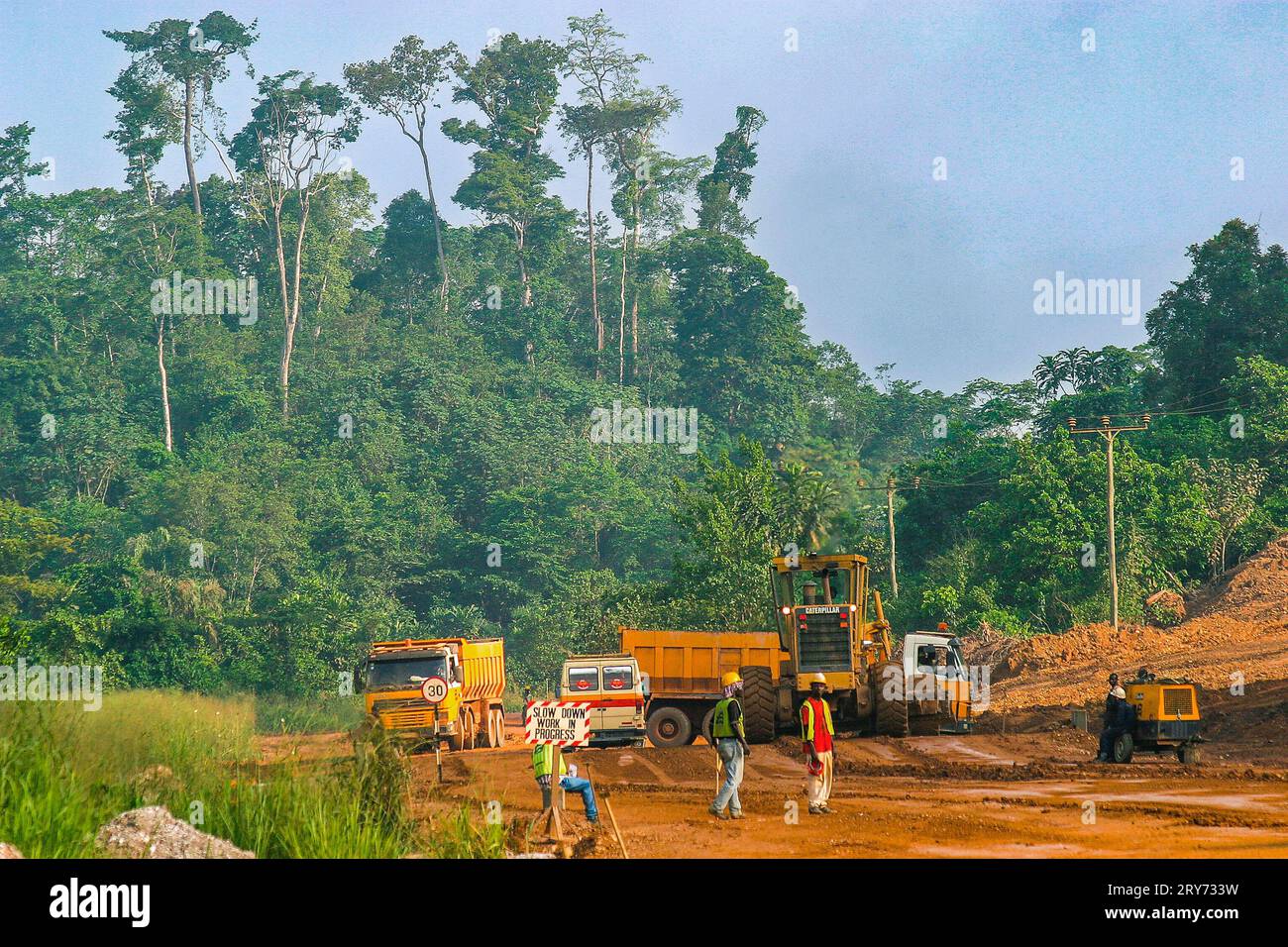 Ghana, Tarkwa. A road is being made, to be used by a mining company