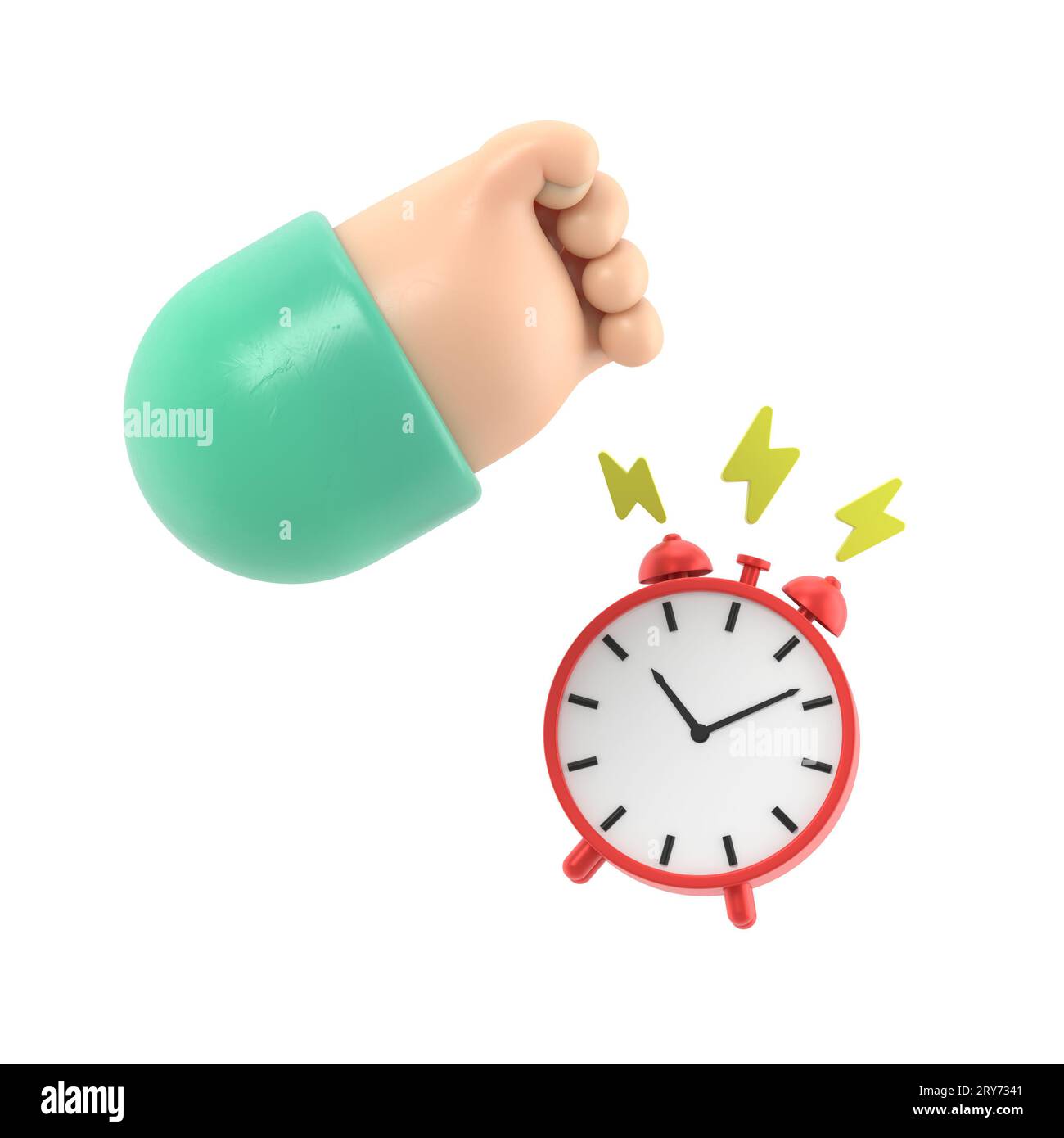 Cartoon Gesture Icon Mockup.Hand turning off the ringing alarm clock,3D ...