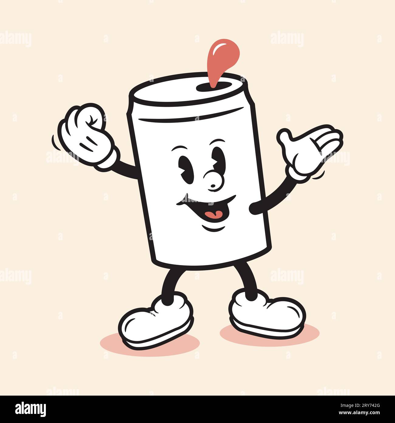 Vintage Soda Can Retro Can Character Retro Beverage Cartoon Character Hand Drawn Cartoon Style Stock Vector