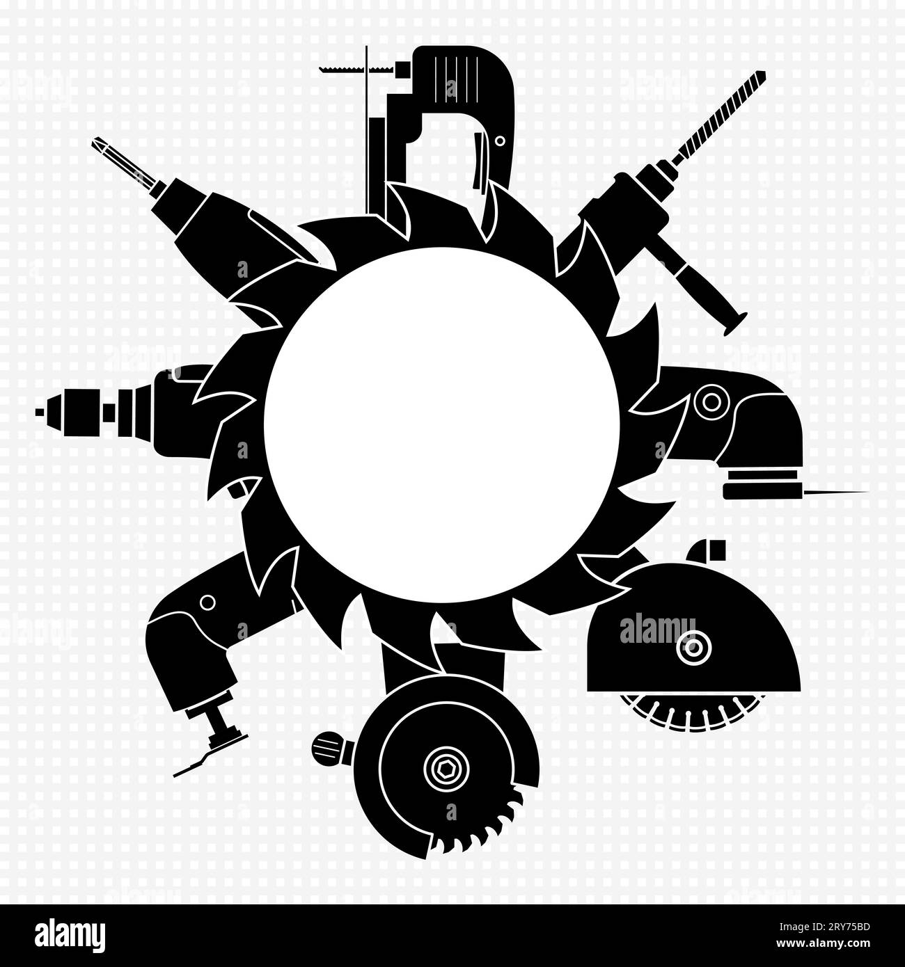 A set of construction power tools for repairing and round circular saw