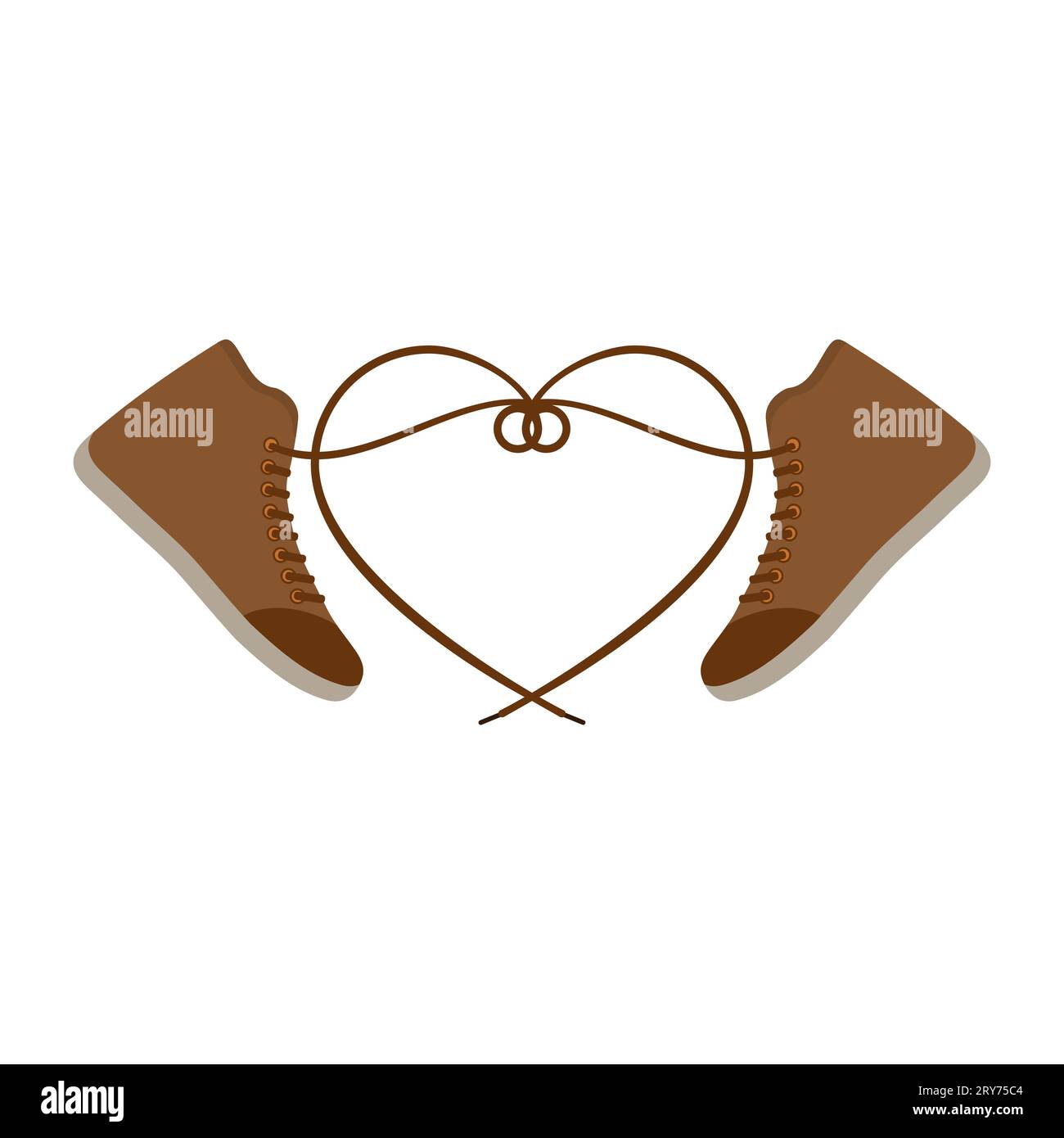 Women's sneakers and heart-shaped laces. Stock Vector