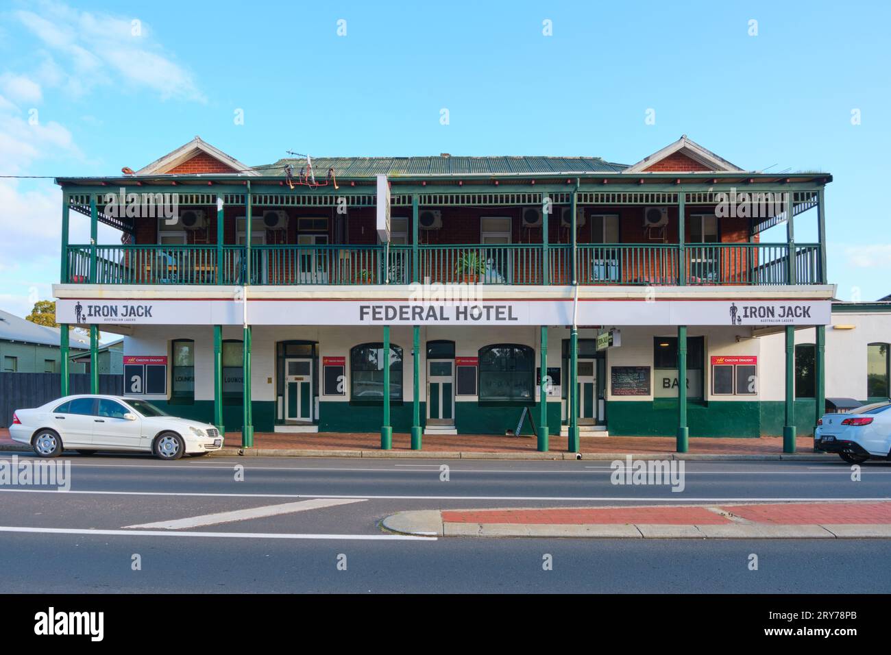The historical Federal Hotel in the coal mining town of Collie in the south-west region of Western Australia. Stock Photo