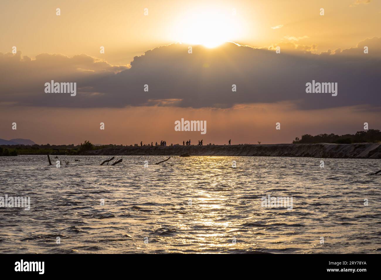 Rufiji River at Sunset in Tanzania Stock Photo