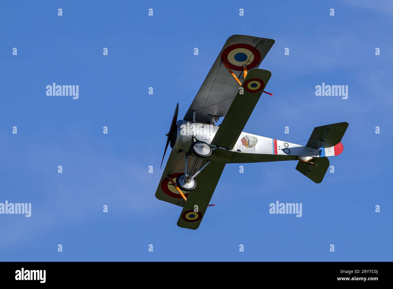 World War One classic fighter Nieuport 17 replica. In the colours of ...