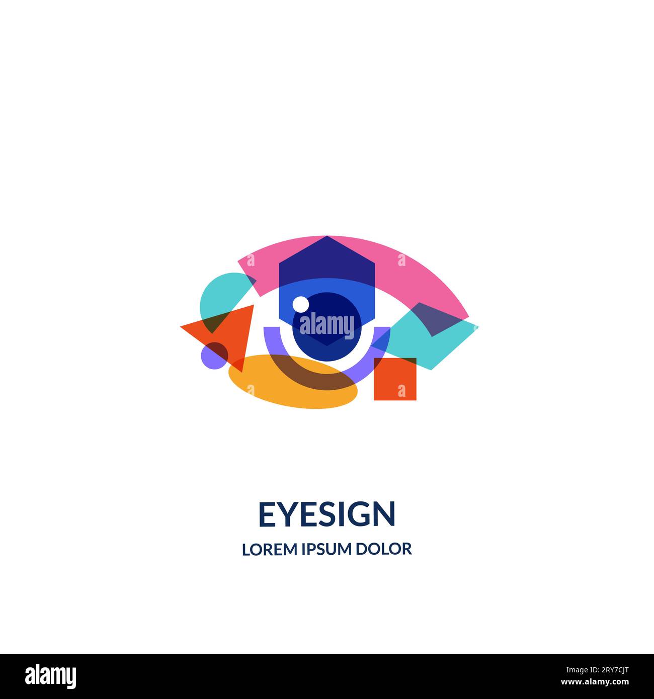 Eye vision multicolor logo sign or emblem design template. Abstract