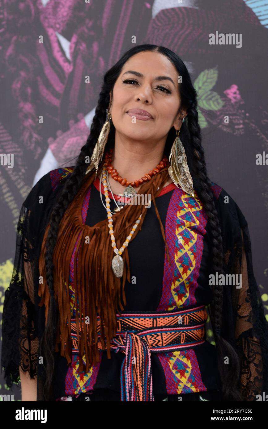 Mexico City, Mexico. 28th Sep, 2023. September 28, 2023, Mexico City, Mexico: The singer originally from Oaxaca, Lila Downs, attends a press conference to promote her new album 'La Sanchez' and announce her concert at the National Auditorium. on September 28, 2023 in Mexico City, Mexico. (Photo by Carlos Tischler/Eyepix Group/Sipa USA) Credit: Sipa USA/Alamy Live News Stock Photo