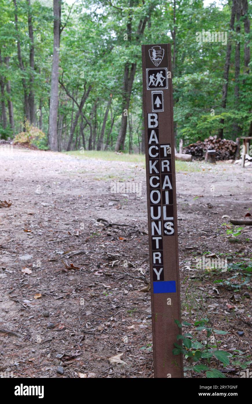Photo shows hiking trail at the Kings Mountain National Military Park, South Carolina USA. Stock Photo